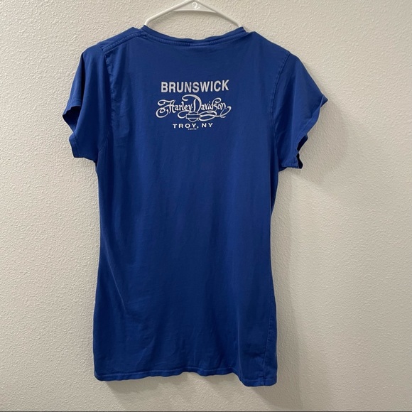 Harley Davidson v neck shirt blue medium - Picture 4 of 4